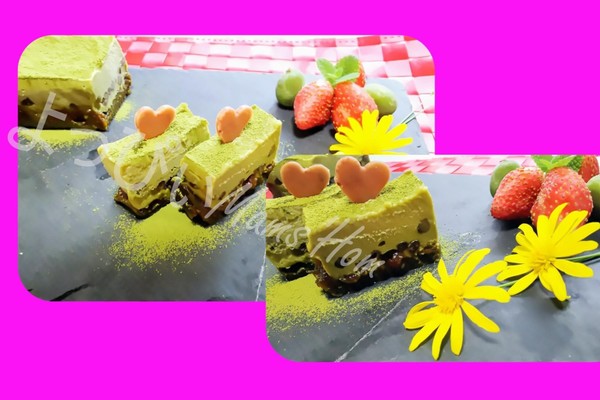 抹茶ケーキを改良　常温において２時間たっても解けないケーキ