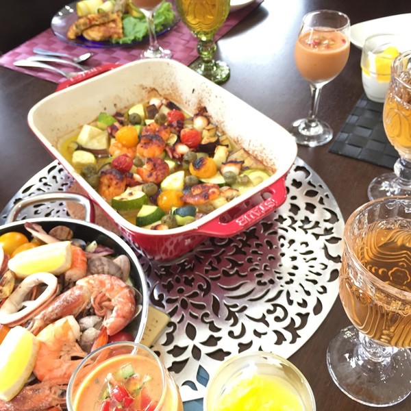 スペイン料理です。ホームパーティーみたいです