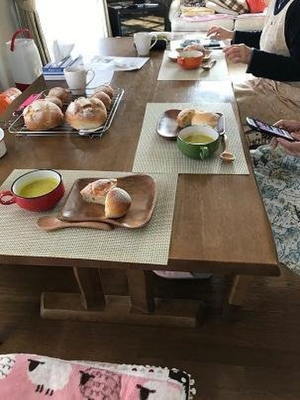 スープを飲みながらの試食会
かぼちゃのスープで❣