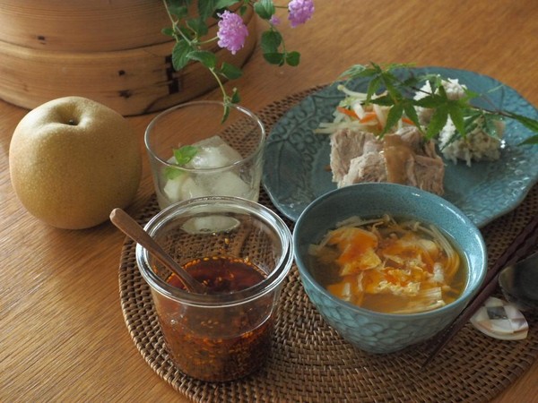 秋の薬膳　真珠蒸しと大好評の食べるラー油