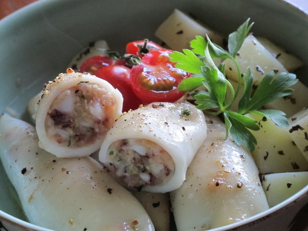 ヤリイカのパン粉詰めオーブン焼き