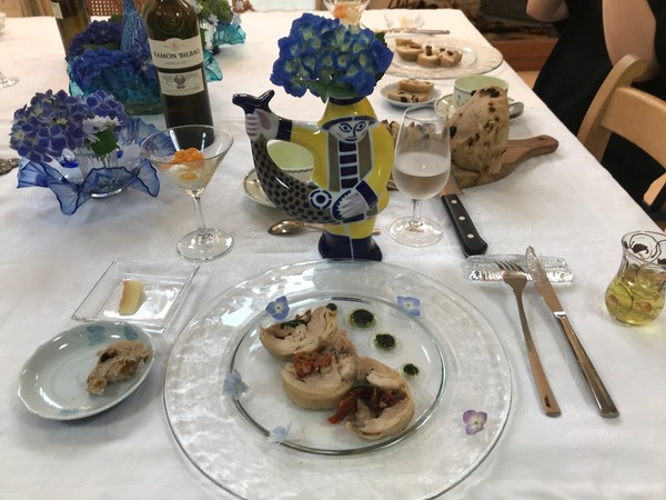 紫陽花の季節のお料理教室風景