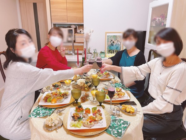 リクエストレッスン。このあと、広い空間に移動してマスク会食。