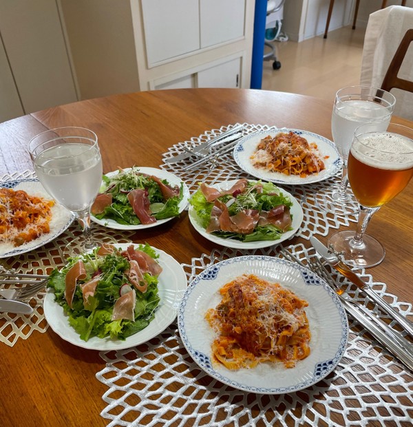 作ったパスタは皆さんで試食しましょう♪