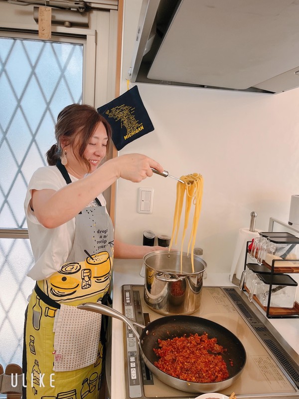 パスタ茹で上げ時の様子