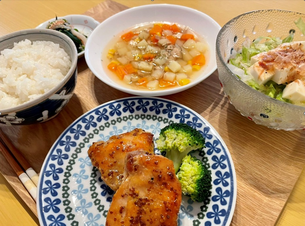 コース受講生さんが１５分で作られた夕飯の一例。