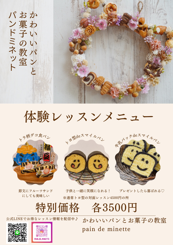 体験レッスンメニュー
※トヨ型は通常4500円の所3500円