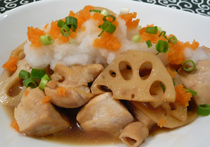 レンコンと鶏肉のポン酢煮