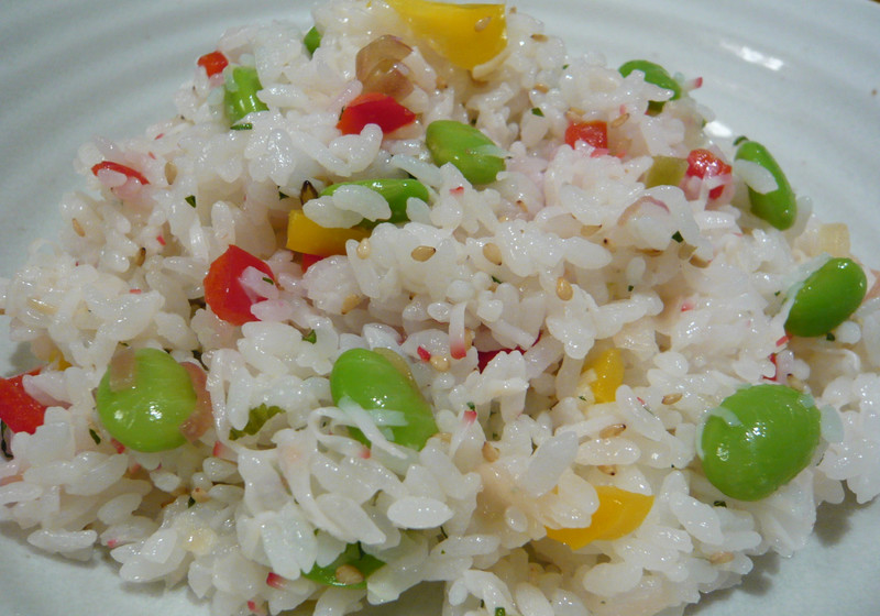 枝豆とミョウガのさっぱりまぜご飯