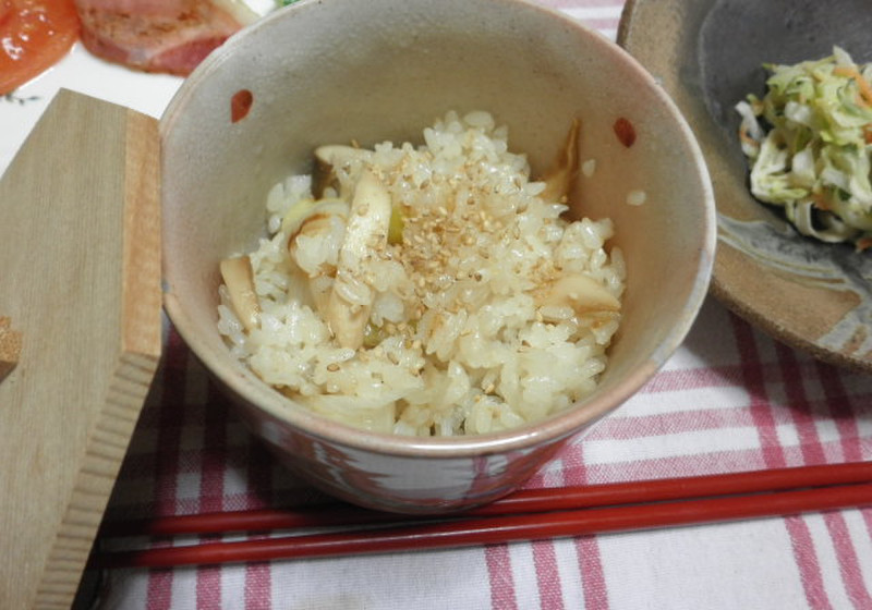エリンギと焼き白ネギの混ぜご飯