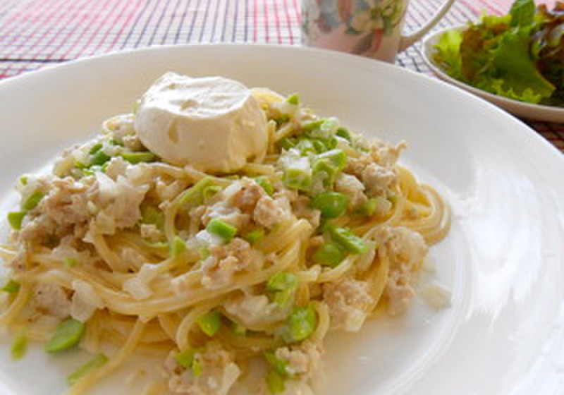 北海道マスカルポーネと枝豆のパスタ