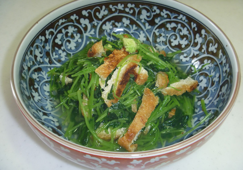 三つ葉とお揚げの塩ワサビ和え
