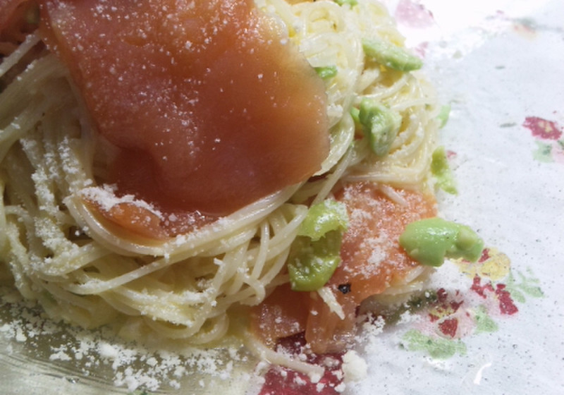 サーモンクリームのさっぱり冷製パスタ