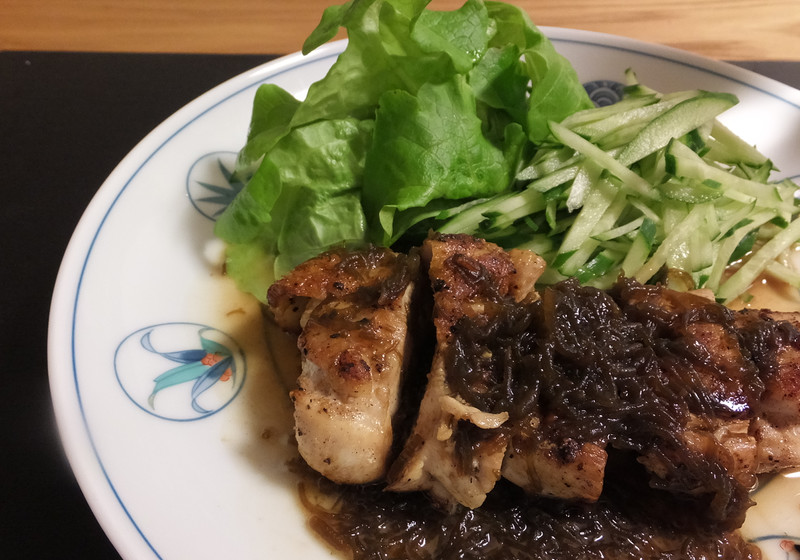 ローストチキンもずくバターソース