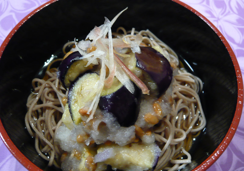 揚げナス納豆おろしそば
