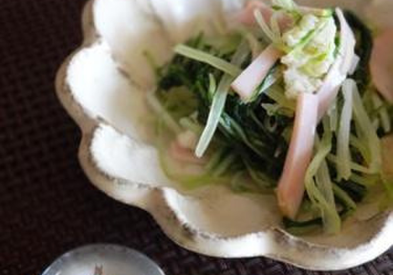 水菜とほたて缶の和え物