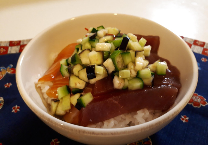 夏野菜とお魚どんぶり