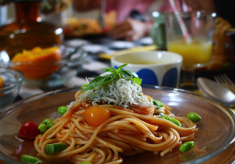 フルーツトマトの冷製パスタ