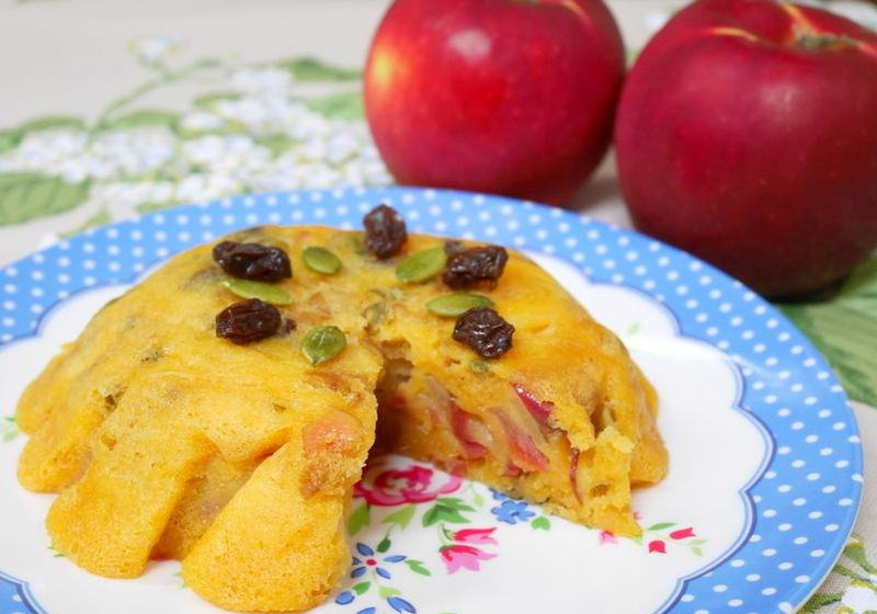 レンジで蒸しパン！りんごのしょうがみりん風味