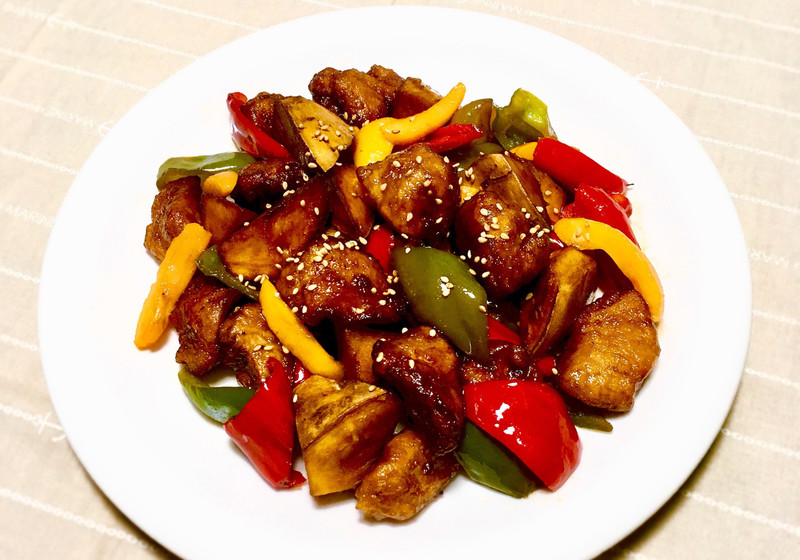 彩り野菜の黒酢pork♪