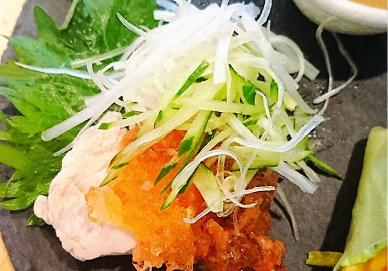 サラダチキンの梅ゼリーのせ