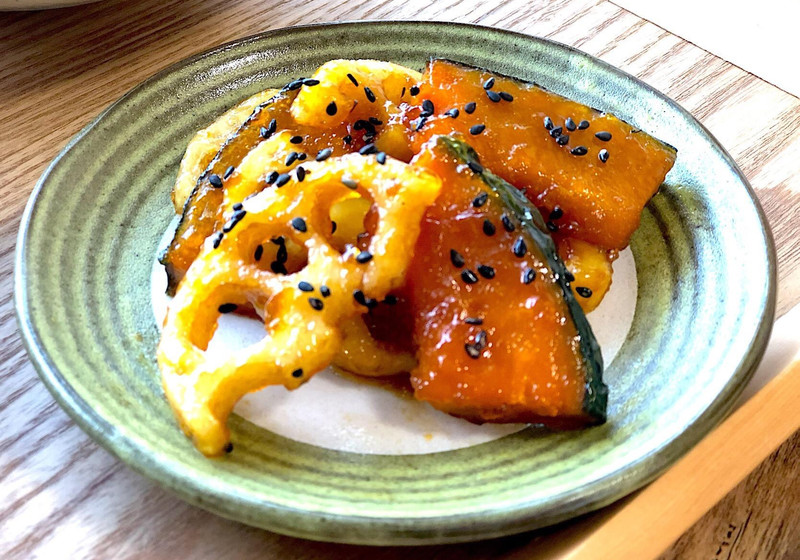 揚げレンコンと南瓜の甘酢
