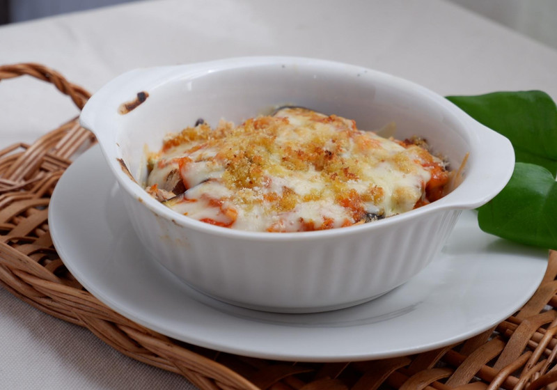 茄子とサバ缶のオーブン焼き