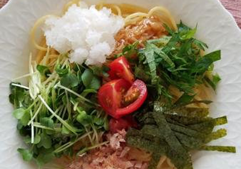 なめ茸と梅の和風スパゲティ