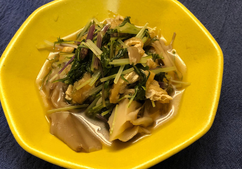 水菜と油揚げの煮浸し