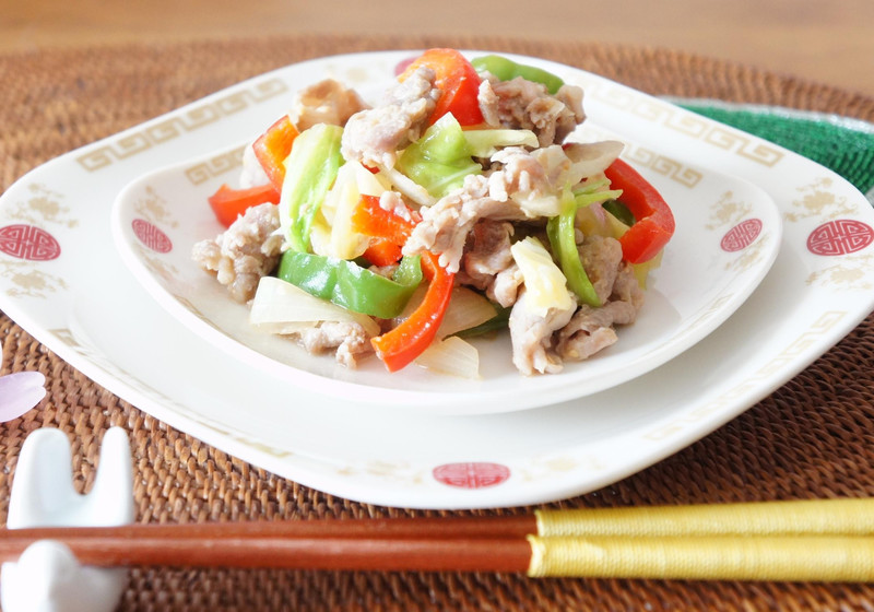 糖質off❗️レンチン「豚肉と野菜の炒め物」