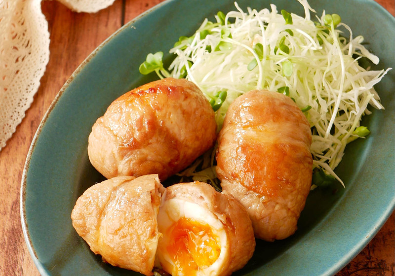 半熟たまごの肉巻き照り焼き