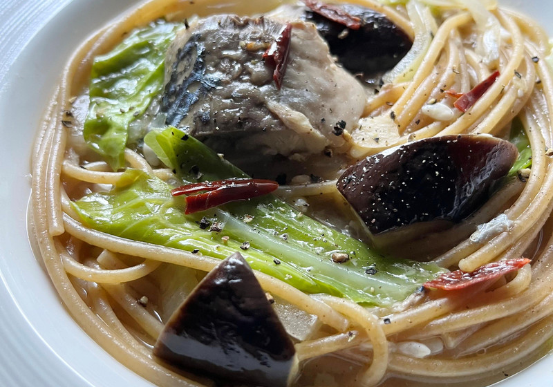 フライパン一つでスーパー簡単♪ 塩麹スープパスタ