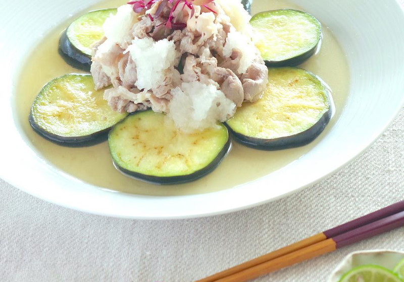 水なすと豚しゃぶのだしサラダ