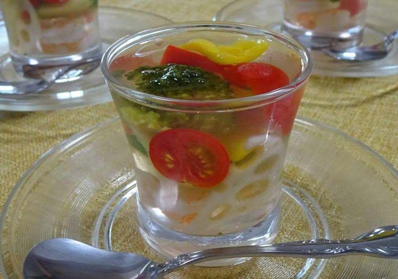 さっぱり夏野菜のゼリー寄せ～ピクルス液の応用～