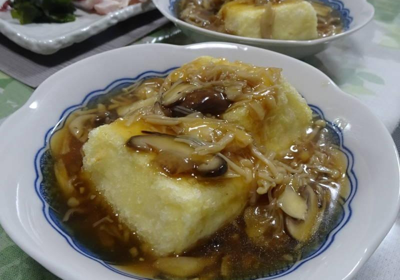 揚げ出し豆腐きのこあん～照り焼き液の応用～